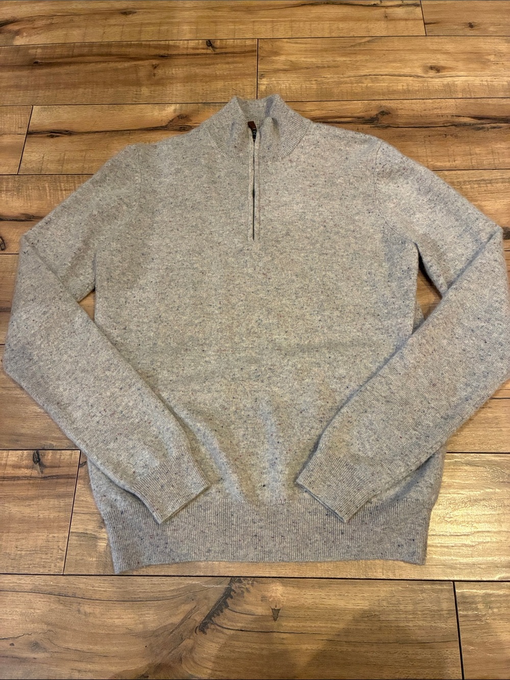 100% Cashmere Heather Gray Half-Zip Sweater